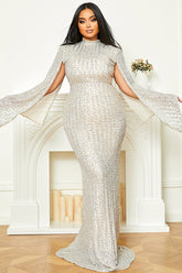 Vestido formal elegante de sirena brillante de talla grande, vestido de noche